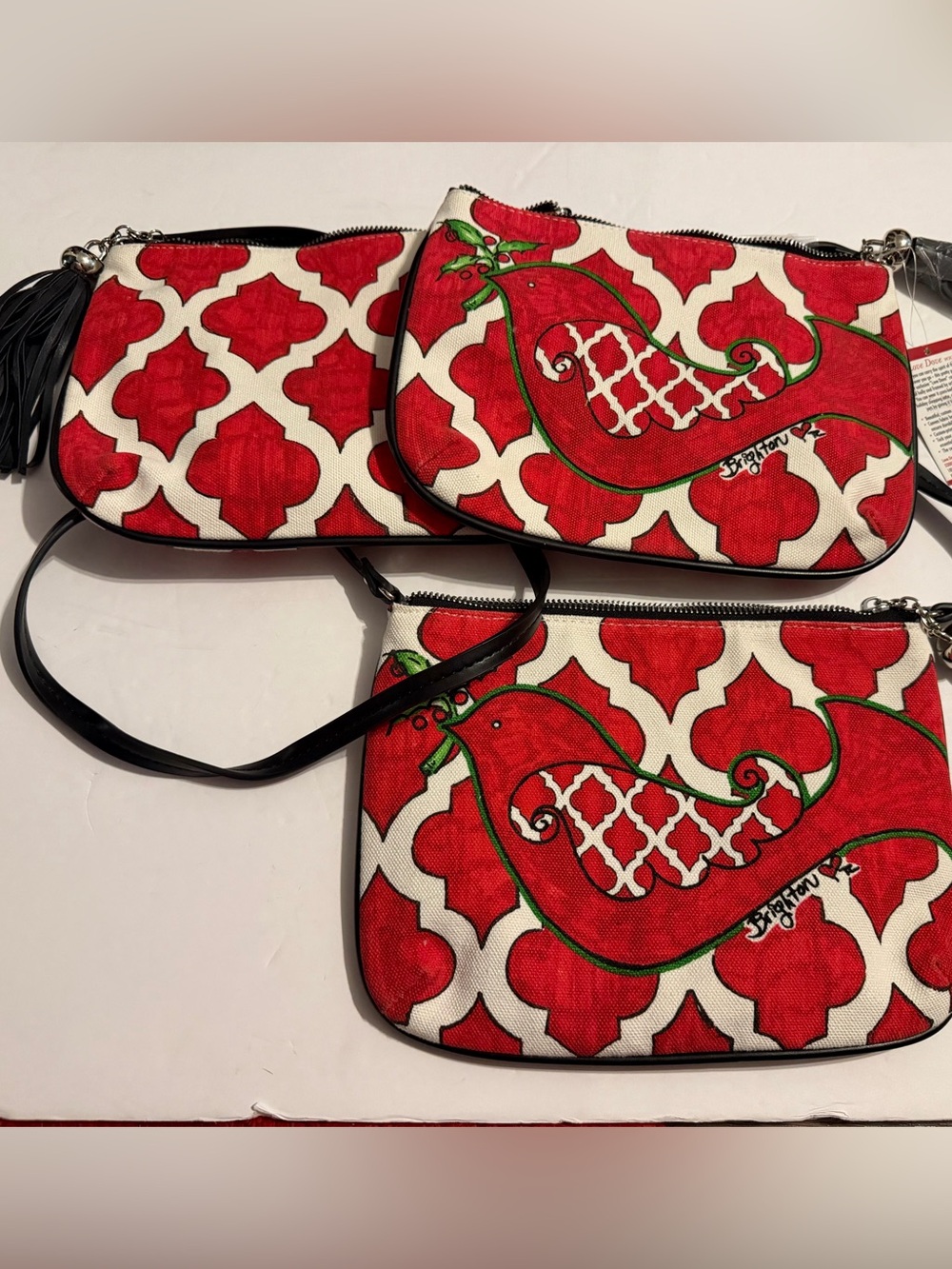 Brighton Love Crossbody / Cosmetic Bags Set with Tassel. Set of 3